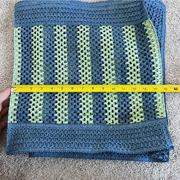 NWT Universal Thread Straw Tote Purse Yellow and Blue - Picture 6 of 10